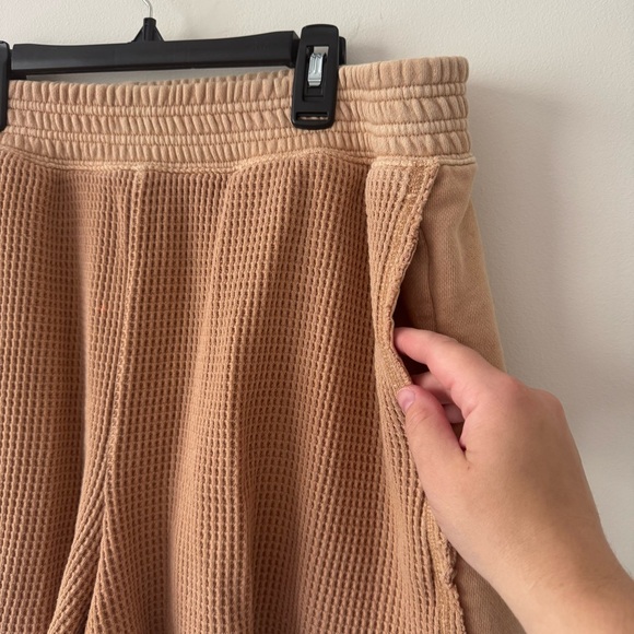 Aerie Waffle Knit Cotton Lounge Shorts Light Caramel Brown Extra Large XL - Picture 4 of 8